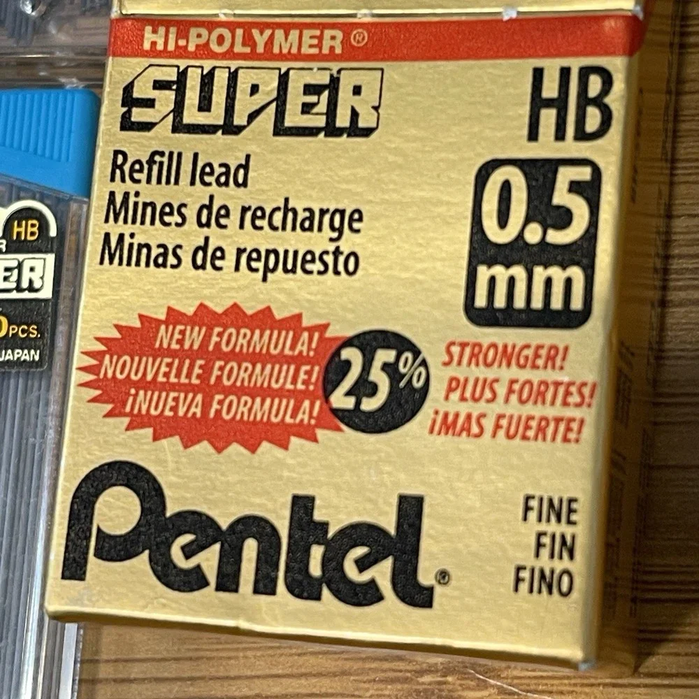 Pentel Super Hi Polymer Refill Lead HB 0.5mm  0.7mm Mechanical Pencil Tubes Lot